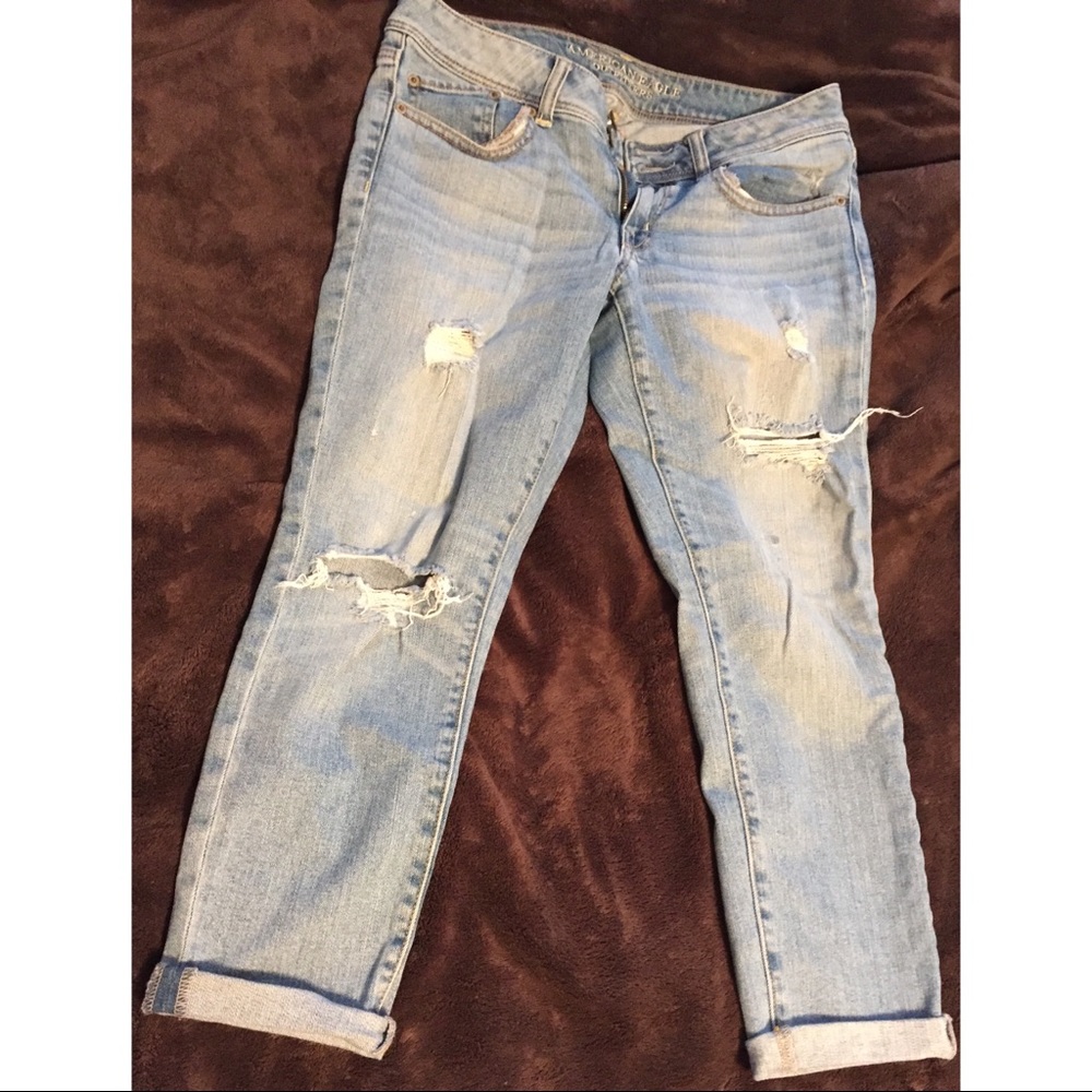 Skinny crop stretch light wash jeans